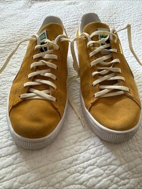 Puma Women's Mustard Yellow Suede Sneakers
